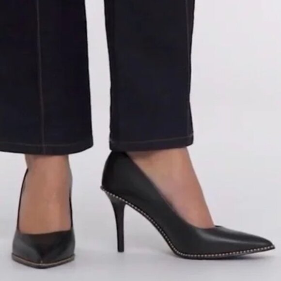 Coach Waverly Beadchain Studded Leather Pumps Black Size 5.5 - Picture 2 of 10